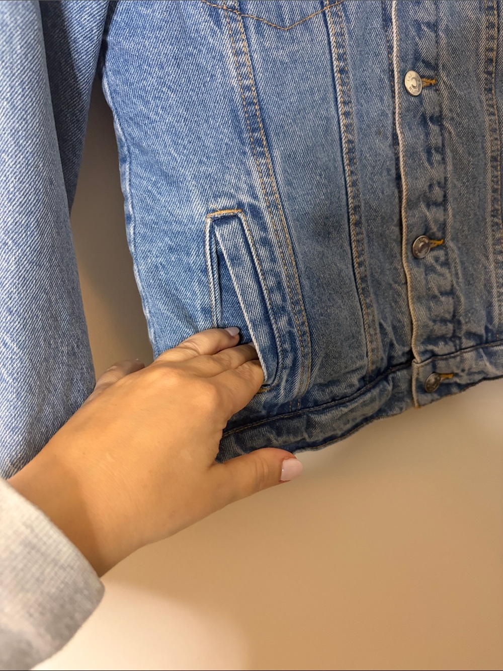 Kids Blue Denim Jacket with Cream Sherpa Collar - Picture 5 of 6